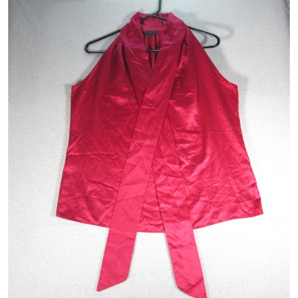 Women's Junior Petite Large Blouse Banana‎ Republic Sleeveless Red Tie Hem Knot
